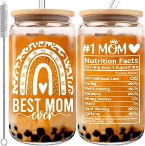 Mothers Day Gifts for Mom from Daughter, Son, Kids, Husband - Mom Gifts for Wife - Birthday Present for Mom, Mama Gifts, Mother Gifts - New Mom, First Time, Bonus MomGift Ideas - 16oz Can Glass Cup