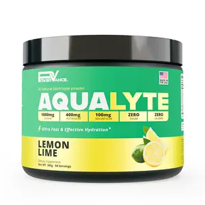 PowerVance AquaLyte Electrolytes Powder, 1000mg Sodium, 400mg Potassium, 100mg Magnesium + Vitamin C - Sugar Free Keto Electrolyte Drink Mix, Zero Calories, Stevia Sweetened, Lemon Lime - 50 Servings