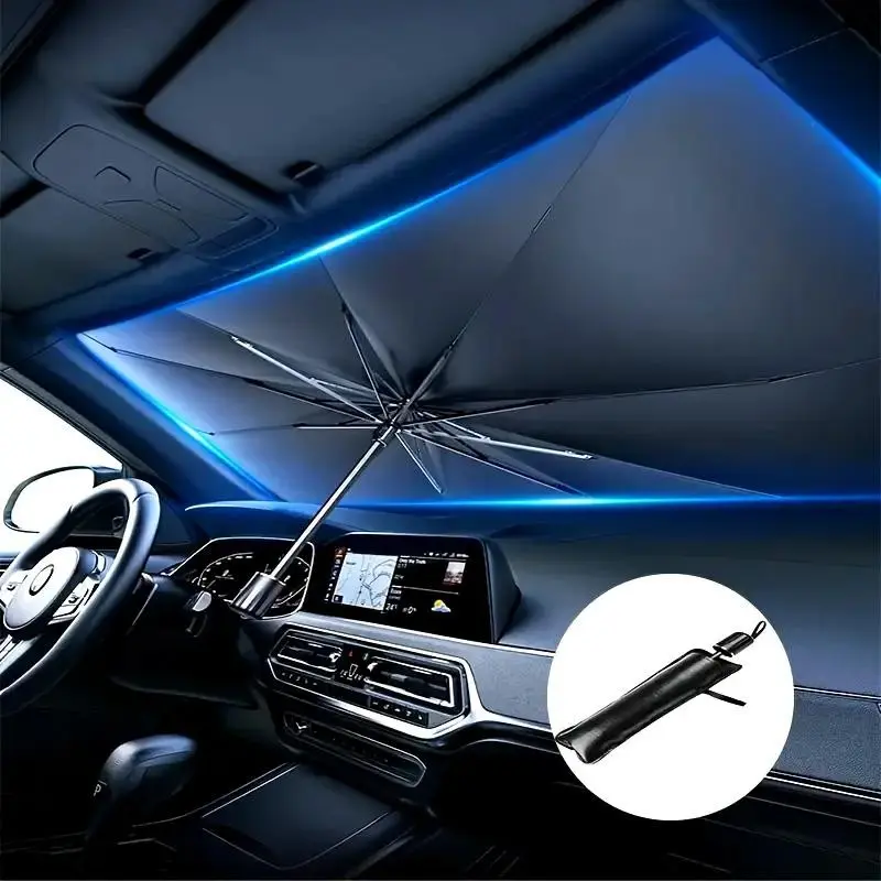 Foldable Car Windshield Sun Visor, Umbrella Design, Reflective Material, Fits Most Vehicles, UV Protection Accessory, Sunshade For Car Windshield, Car Sun Visors, Sun Cover For Car Windshield