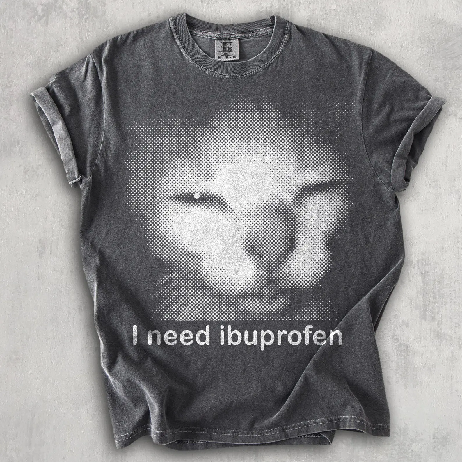 I Need Ibuprofen Comfort Colors T-Shirt, Funny Vintage Cat Graphic, Silly Kitten Meme Tee, Ironic Humor Shirt, Quirky Gift for Her or Him