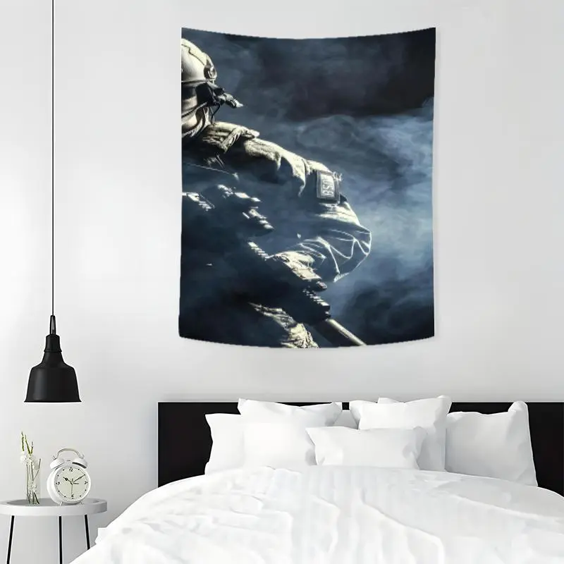 Tactical Soldier Pattern Tapestry, Wall Hanging Decor, Polyester Tapestry for Bedroom Home Office Decor, Home Decor Accessories