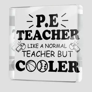 Physical Education Teacher Gift, Like a Normal Teacher But Cooler Acrylic Plaque Decor, Thank You Teachers Day Gifts for PE Teachers Coach, Desk Decorative Signs for Home Desktop Shelf Cubicle, Acrylic Desktop Decoration, Novelty Decor