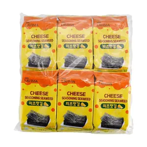 LAVIMA Korean Roasted Seaweed Snacks - Cheesy Flavor, 4g x 12 Packs, Crispy & Savory, Healthy Kids Snack