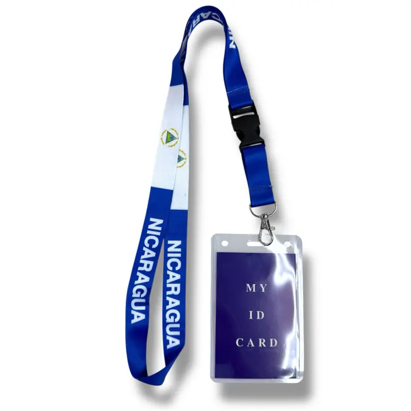 NICARAGUA Flag Lanyard  Llavero Largo con Bandera para Llaves, Gafete o Identificación Nicaraguan Neck Strap Keychain, Detachable ID Holder Nica