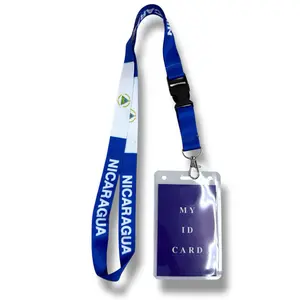 NICARAGUA Flag Lanyard  Llavero Largo con Bandera para Llaves, Gafete o Identificación Nicaraguan Neck Strap Keychain, Detachable ID Holder Nica