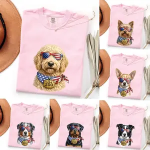 Comfort Colors Blossom Custom Patriotic Dogs, 4th of July Dog Dog Breeds, Custom Available, USA Flag, Fireworks, Freedom America 250 Dog Mom Owner - Royal Speedworks