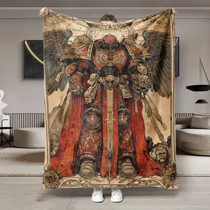 Warrior Theme Flannel Blanket, Soft Lightweight Warm, All Seasons Use, Bed Sofa Office Camping Travel, Multi-Purpose Gift Idea