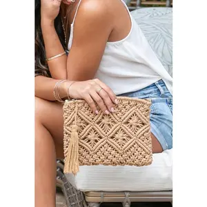 Aili's Corner Macrame Tassel Clutch - Women's Handbag