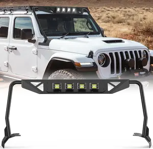 Nilight Windshield Frame Cover with 4 x LED Lights Insert Roof Sun Visor Cowl Body Armor Compatible with 2018-2026 Jeep Wrangler JL JLU & Gladiator JT (Excluding JL 4xe & JT Mojave)