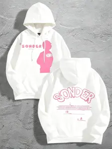 Tiktok Trendy 'sonder' Fitted Graphic Hoodie, Soft & Cozy Homewear, Urban Street Style, Ideal for Relaxing at Home & Daily Outings