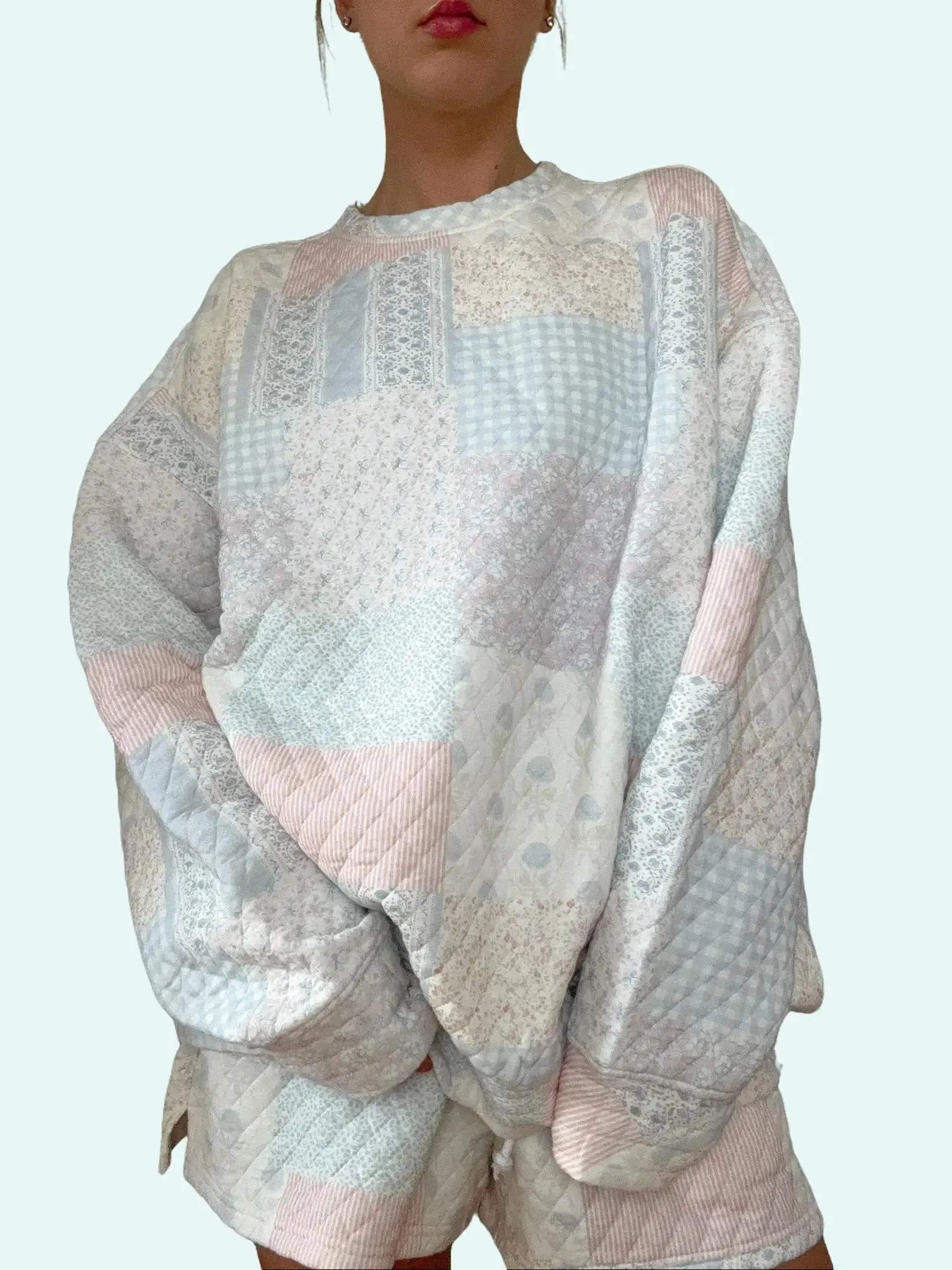 Shades Of Blue Quilted Pastel Sweatshirt