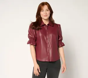 Me by Jennie Garth Liberty Faux Leather Blouse