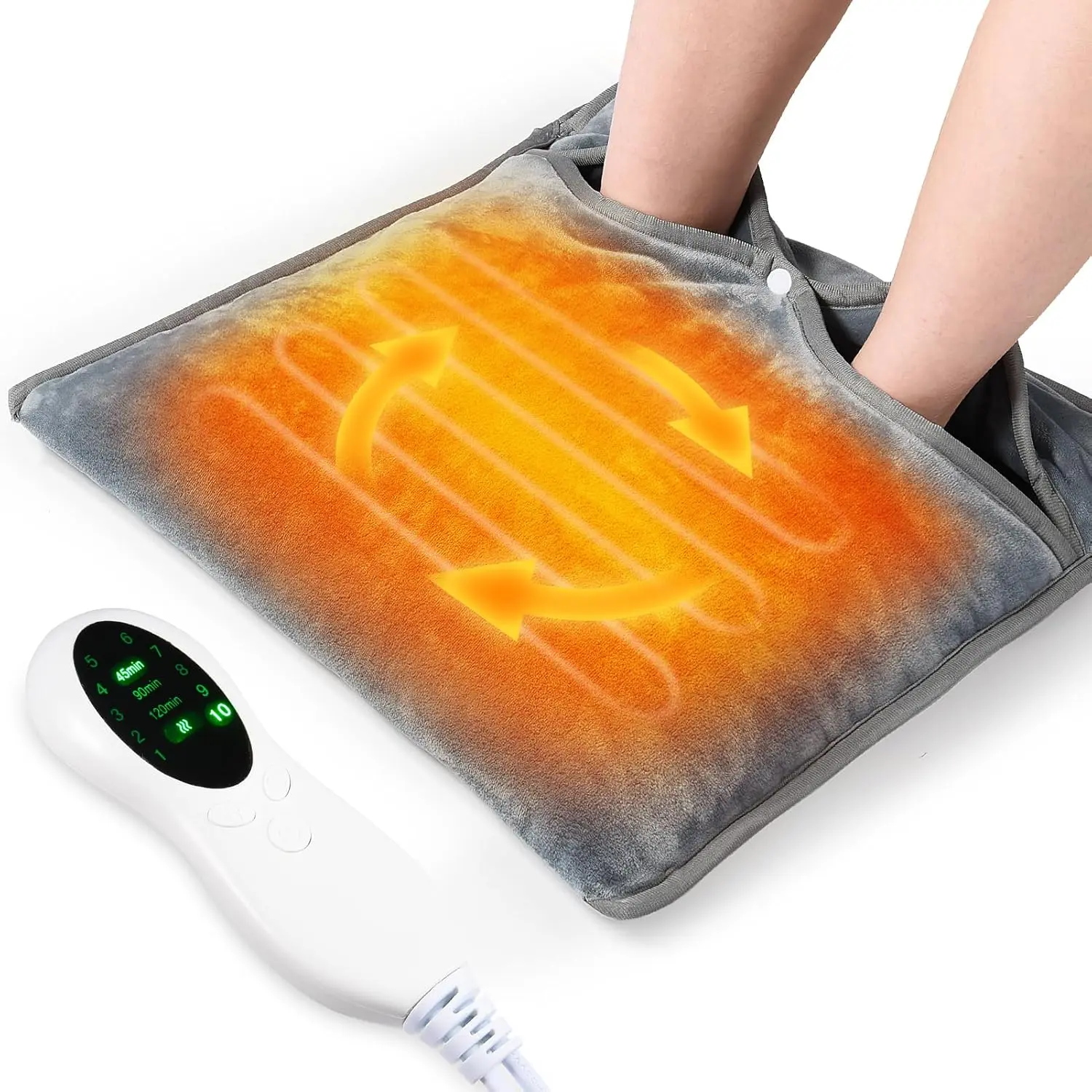Double-Layer Electric Foot Warmers for Feet, 10 Temperatures & Feet Warmers for Women and Men, 4 Timers & Foot Heading Pad, Heated Slippers, Foot Warmer Under Desk, Birthday Gifts for Women, Mom, Heating Pad, Flannel, Timer, Soft, Adults