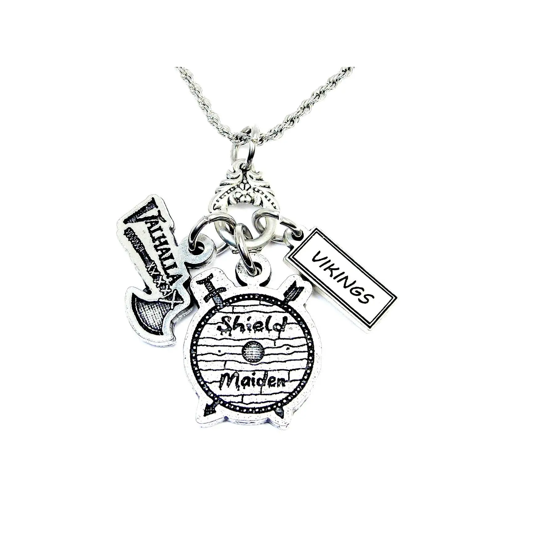 Shield Maiden Vikings  charm holder necklace 20" chain