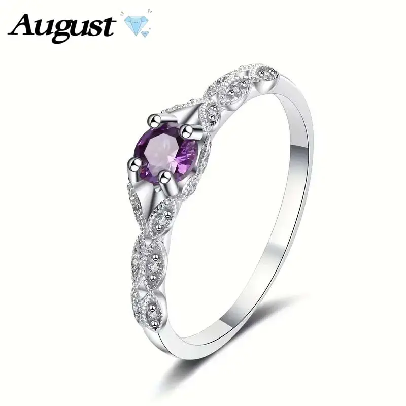 Women's Elegant Purple Blue Pave Cubic Zirconia Eternity Ring - Artificial Gemstone Wedding Jewelry, Ideal Birthday & Anniversary Gift for Wives, Daily Wear Accessory, Engagement Ring