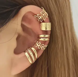 5pcs Fashion Accessories Adjustable Ear Cuffs Earrings for Girls Women Non-Piercing Cartilage Clip On Wrap Earring Set
