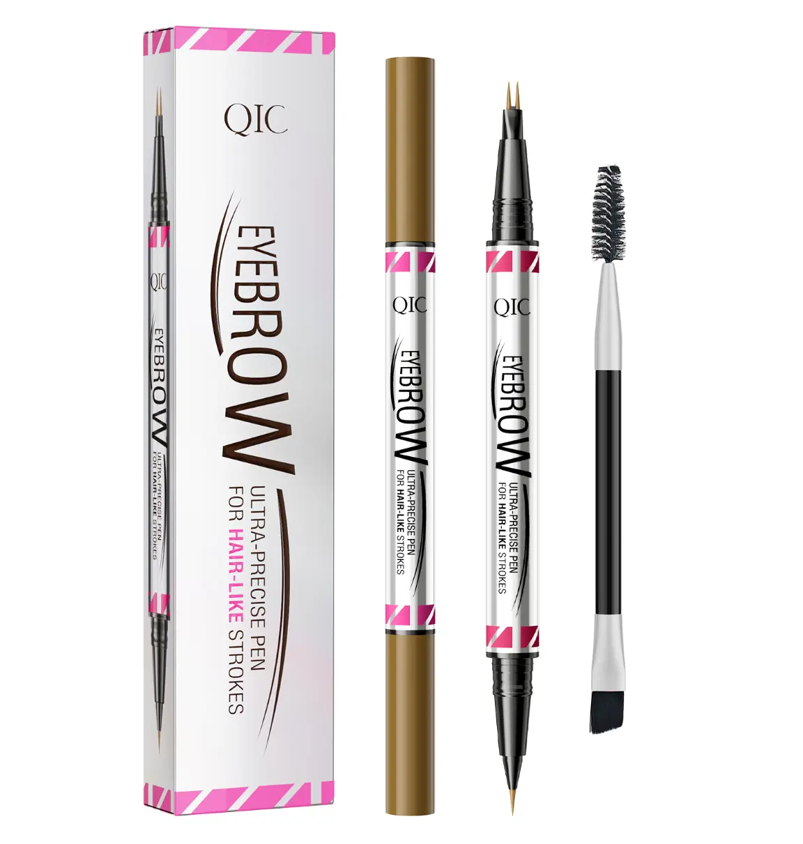 2-in-1 Dual Head Micro Eyebrow Pencil - Bifurcated Design, Waterproof, Long-Lasting, Natural Hair-Like Brush Strokes, Dry Brows First, Stain-Resistant, Lustrous, Temporary, Beginner-Friendly Professional Makeup Tool