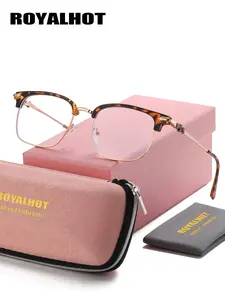 RoyalHot 1 Piece Unisex Full Frame Plano Glasses，Square Frame Plano Glasses Petite frame shape