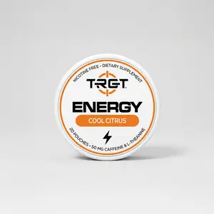 TRGT Energy Pouches Nicotine-Free Caffeine Pouches with L-Theanine & L-Tyrosine for Clean Sustained Energy, No Jitters or Crash, Sugar-Free