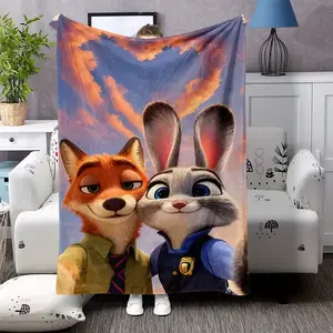 DISNEY CLASSIC Zootopia Flannel Blanket – Super Soft, All-Season Cozy Throw for Bedroom, Living Room, Sofa, Office, Travel, Camping, and Gifts