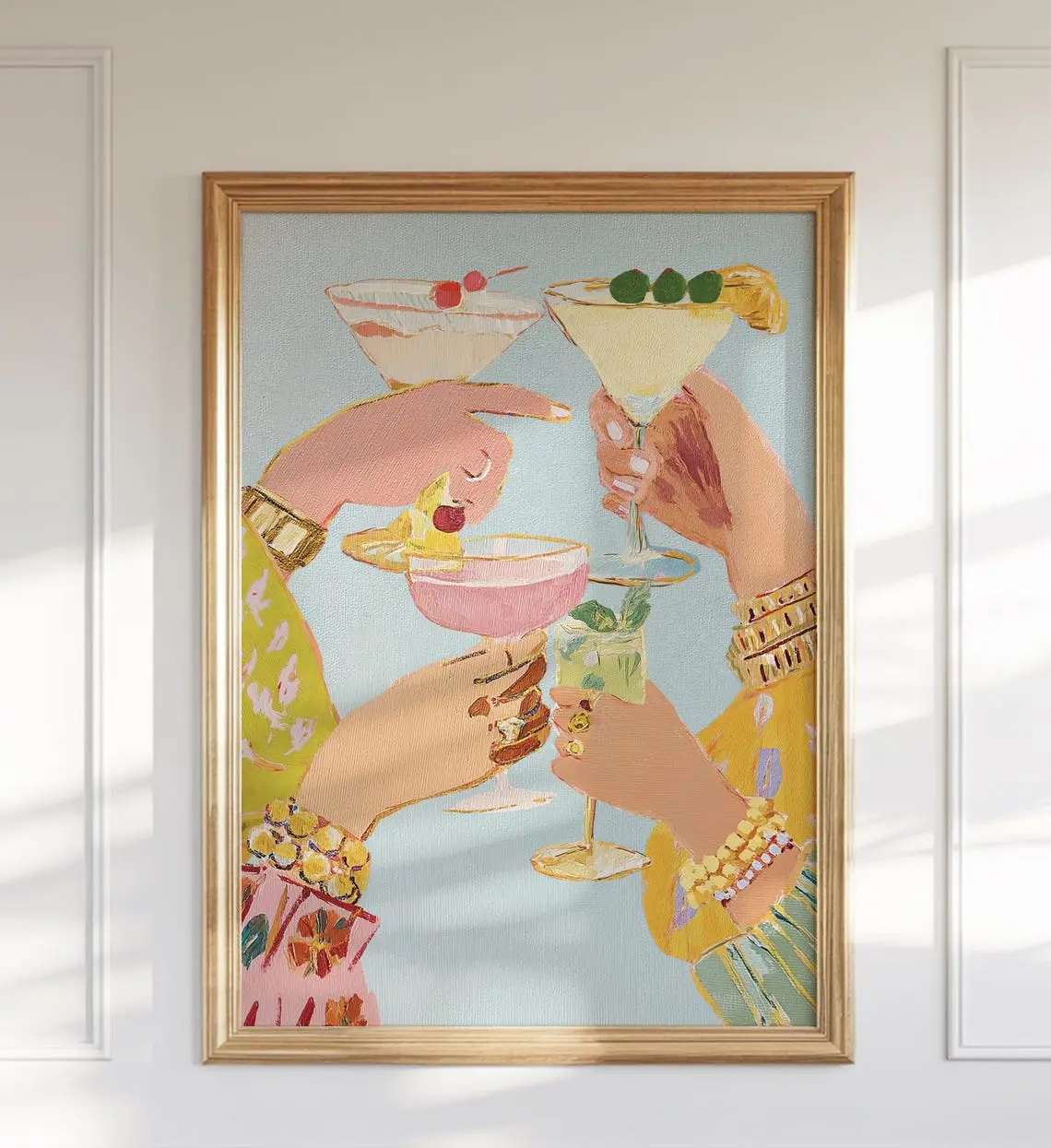 Stylish Cocktail Bar Print Preppy Girls Night Out Martini Artwork for Home Decor