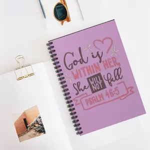Inspirational Spiral Notebook - 'God is Within Her, She Will Not Fall' - Perfect Gift for Women, Journaling, Bible Study, Encouragement,