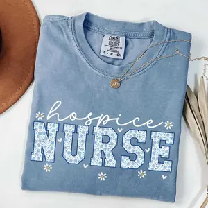 Toile Hospice Nurse Shirt, Floral  Nursing Tshirt, Flower Caregiver Crewneck, Preppy Nurse Appreciation Gift, Hospice RN Tee