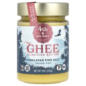 4th & Heart Ghee Clarified Butter, Grass-Fed, Himalayan Pink Salt, 9 oz (225 g)