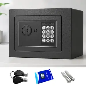 Small Thick Full Steel Electronic Password Safe Box Dual Key Code Double Unlock Built In Fix Expansion Screws Home Office Jewelry Document Cash Storage Security Cabinet