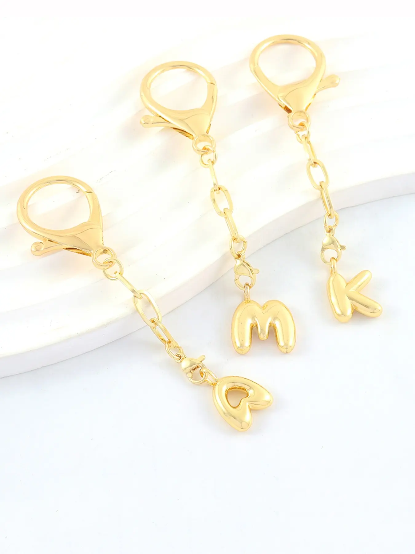 Bubble Initial Paperclip Chain Pendant Keychain, Personalized Simple Fashion Keychain, Suitable for Bag Key Accessories, Stylish Keychain, Letter Keychain