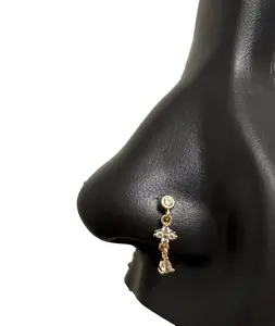 Statement Gold Dangle Luxe Diamond Nose Stud