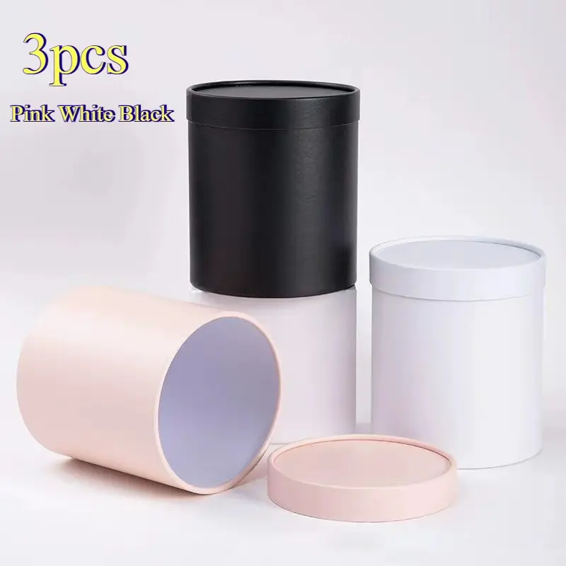 3Pcs Handheld Bouquet Round Box Embrace Bucket Bouquet Round Box, Multi-Functional Flower Bouquet Holder, Bouquet Packaging, Great for Weddings, Birthdays, Anniversaries, Holidays, Crafts Gift Box Design, Gift Container, Anniversary Party Gift