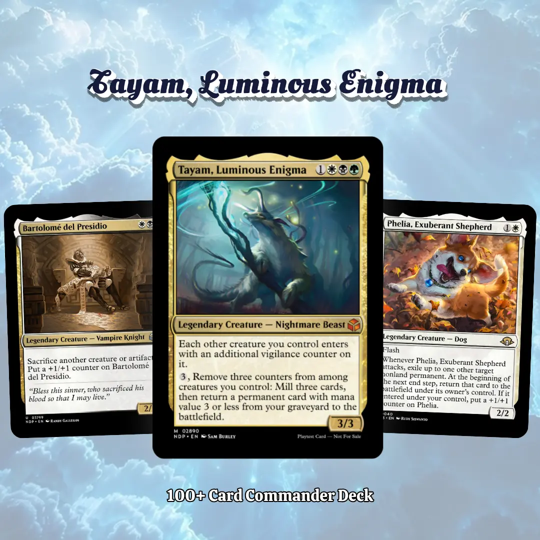 Proxy 100+ Card Commander Deck Tayam Luminous Enigma Abzan Counters Graveyard Recursion Stax Combo Synergy Strategy Theme Ready to Play Magic Style Deck Perfect Gift for Collectors and Card Players