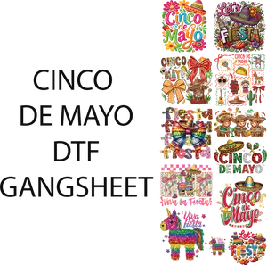 Cinco de Mayo DTF Gangsheet for Shirt Making - Vibrant Designs & Festive Patterns for Creative Projects