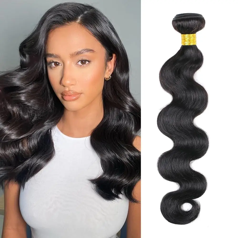 ZGWG Bundles Human Hair Body Wave 12A Quick Weave Human Hair Bundles Natural Black Hair Extensions