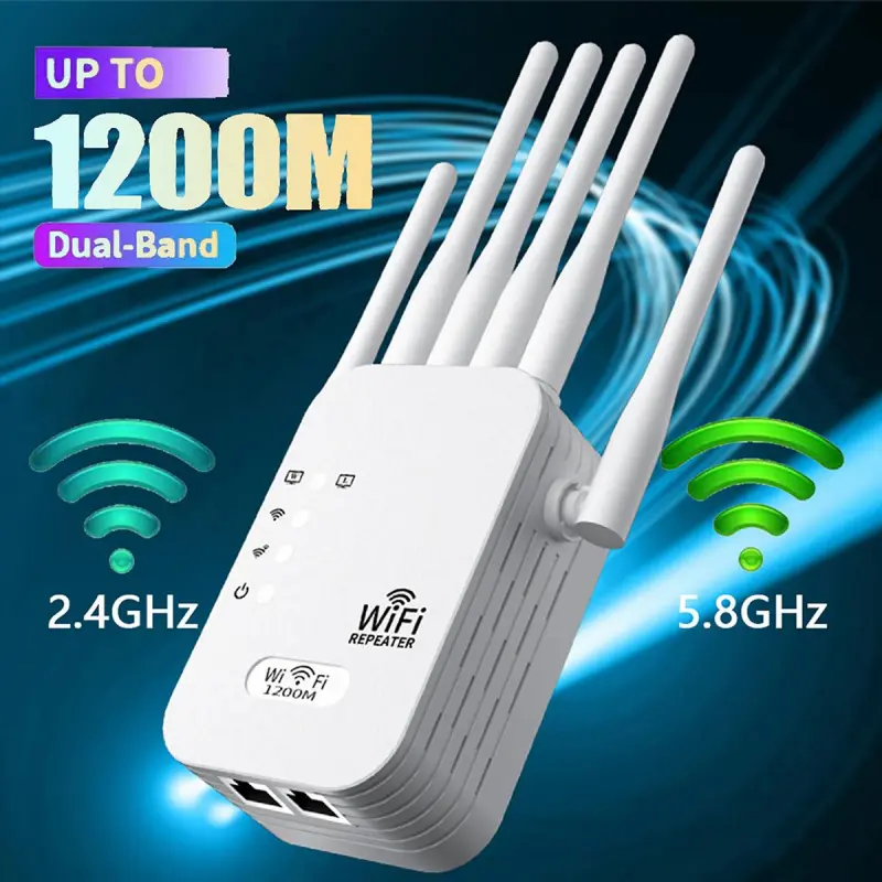 6-Antenna WiFi Extender 2025, 1200Mbps Dual Band Booster, Covers 12,000 sq.ft & 100 Devices, Repeater with Ethernet Port for Home, Office UseEverlanelnspired17