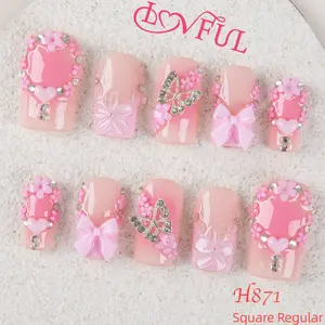 Lovful Square Regular Length 1" Inimitable Handmade Acrylic Press-On Nails for Art Designs | 10PCS Reusable,Salon Quality,Link1 H12-H280 #DealsForYouDays