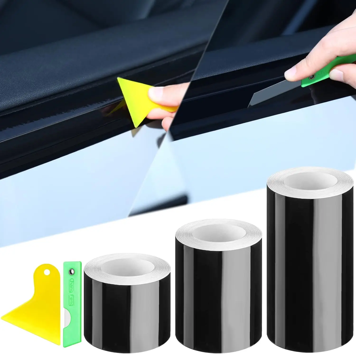 Marsui  Rolls  ft Vinyl Wrap for Car, Automotive Door Entry Guard Reflective Car Sill Adhesive Tape Protector for Chrome Delete Door Edge( inx.ft, .inx.ft,  inx.ft,Vinyl)
