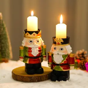 Elegant European Nutcracker Candle Holder, Style Home Living Room Desktop Decoration, Christmas Resin Ornament, Festive Decor