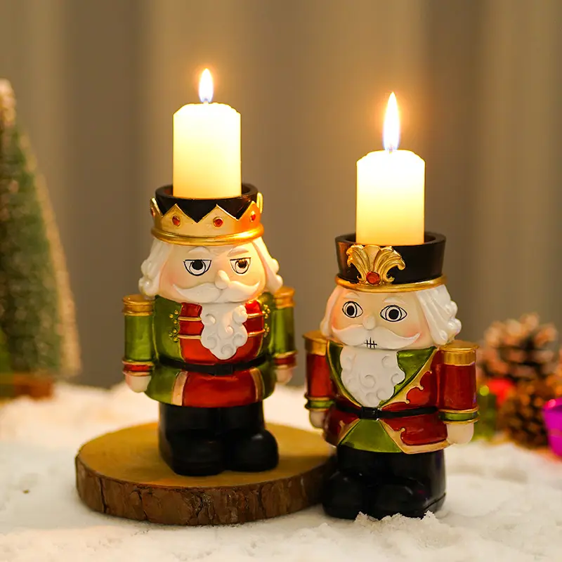 Elegant European Nutcracker Candle Holder, Style Home Living Room Desktop Decoration, Christmas Resin Ornament, Festive Decor