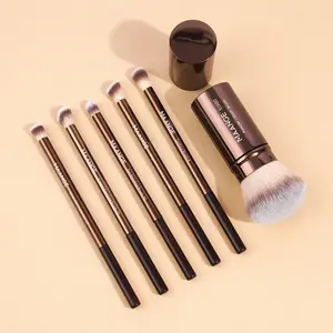 Maange 6-Piece Aluminum Tube Makeup Brush Set, Blush Brush, Powder Brush, Contour Brush, Concealer Brush, Highlighter Brush, Cosmetic Tools