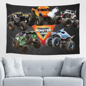 Monster Truck Jam Tapestry Wall Hanging Home Decoration Wall Blanket Dormitory Living Room Bedroom Backdrop Poster( 60x40inch)