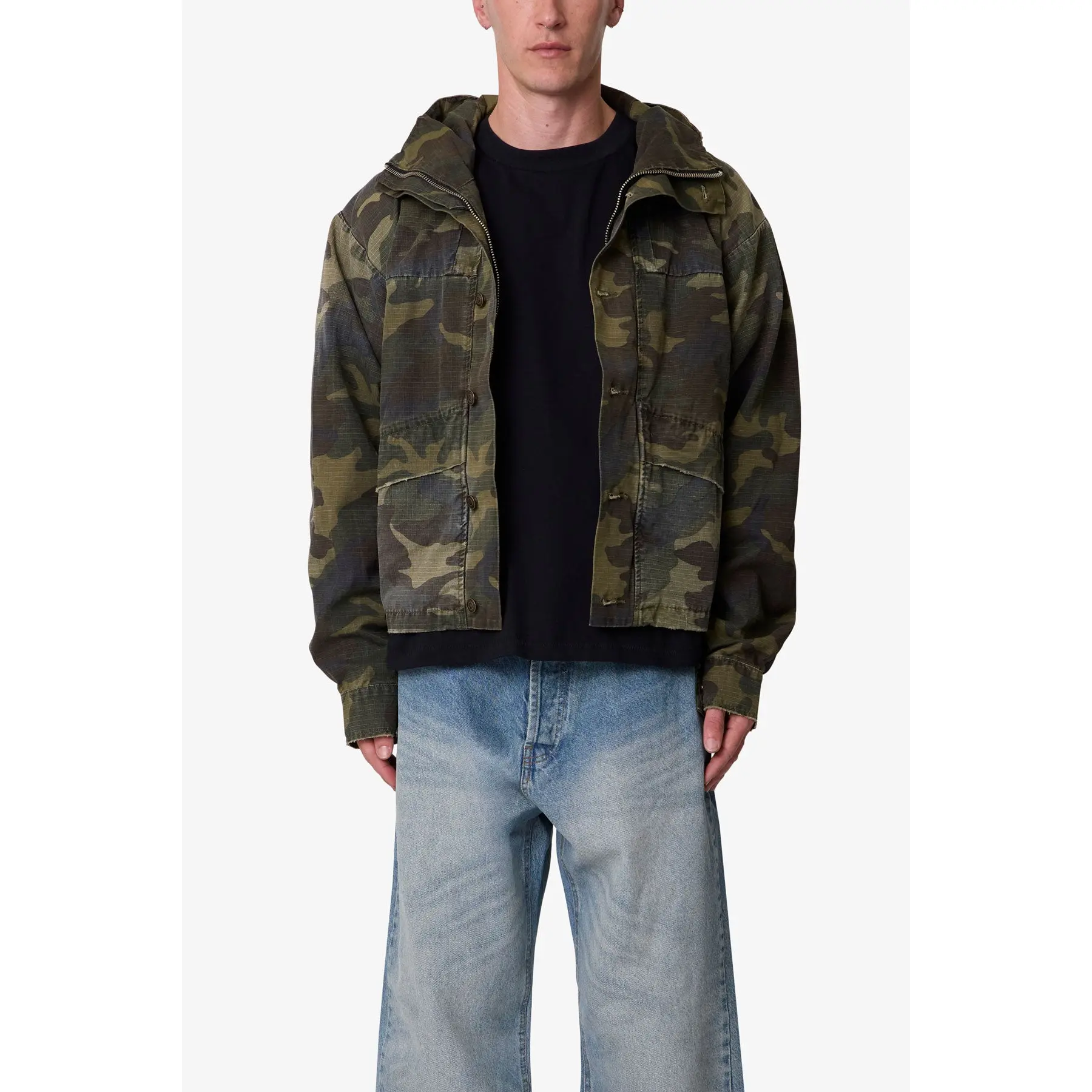 mnml Hooded Sprayed Ripstop Jacket - Camo