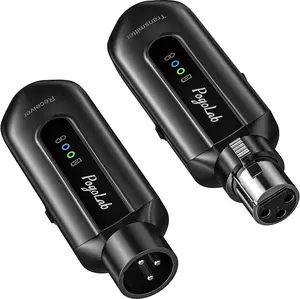 POGOLAB 2.4Ghz XLR Microphone Wireless System Transmitter Receiver, Rechargeable Wireless Mic Adapter for Audio Mixer, Dynamic Mic, 48V Phantom Power for Condenser Mic