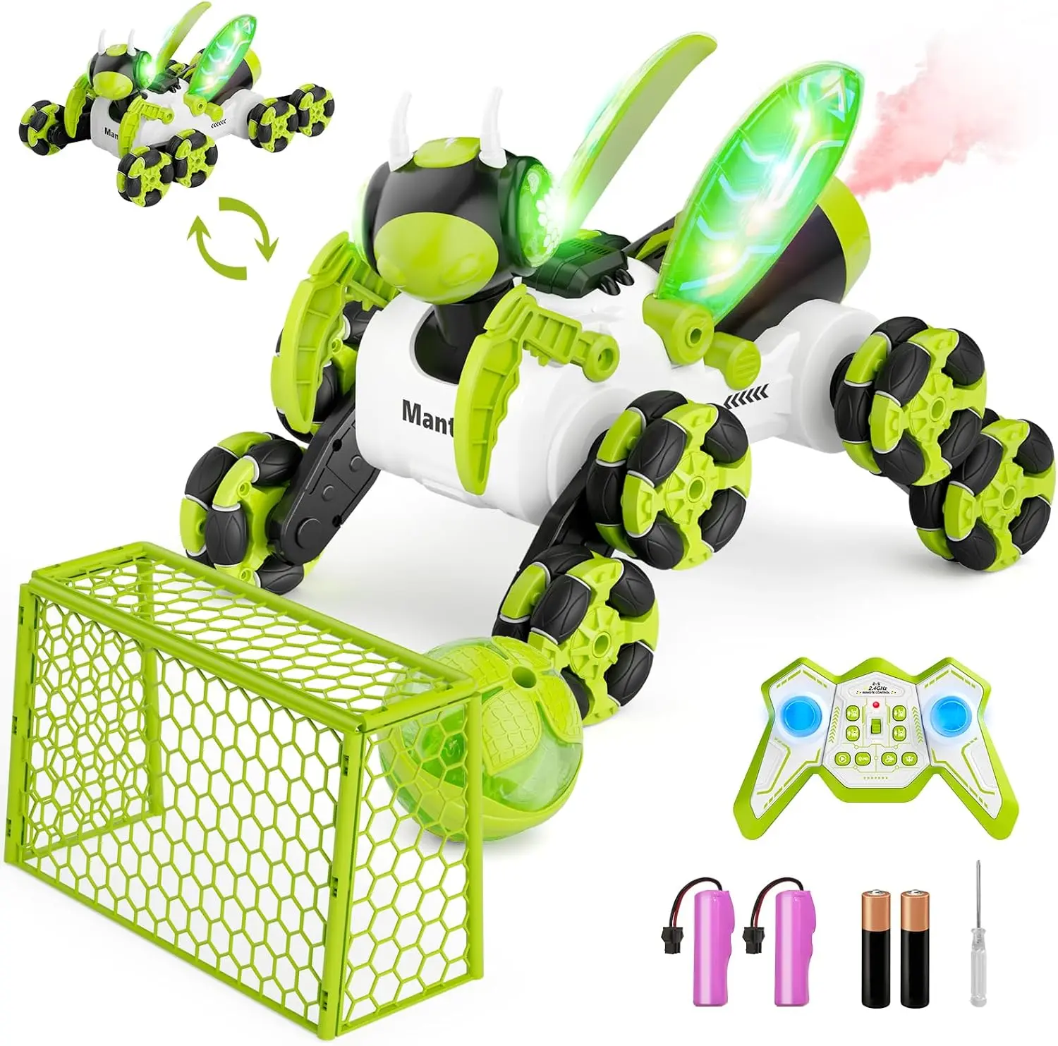 8WD Bionic Mantis RC Toy Car, 360° Rotating Drift Car with 2.4GHz Remote Control, Cool LED Lights, Music & Spray, Ideal Birthday Toy for Kids Ages 12+