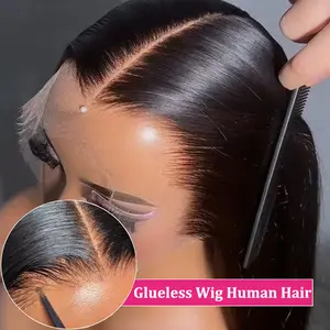 13x4 13x6 Glueless Straight Human Hair Wig 180% Density Ready to Wear 6x4 5x5 Pre Cut Lace Closure Wig No Glue Pre Plucked Hairline with Baby Hair Natural Color