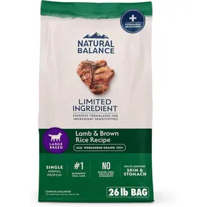 Natural Balance Limited Ingredient Large Breed Adult Dry Dog Food with Healthy Grains, Lamb & Brown Rice Recipe, 26 Pound (Pack of 1)