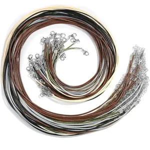 Necklace Cord 50Pcs Necklace String Rope with Clasp, 24 Inch Waxed Cotton Cord Bulk for Charms Pendants, Bracelets, Necklaces, Jewelry Making and Beading Supplies