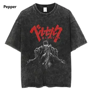 Graphic Anime Berserk Vintage T-Shirt Manga Pure Cotton Short Sleeve Tee - Medium Fitted Menswear Top Underwear Tshirt