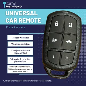 Replacement Car Remote for Hundreds of Vehicles, Keyless Entry FOB for Select Vehicles from Many Manufacturers (UNRM-61RE-Univ-Remote-6B)